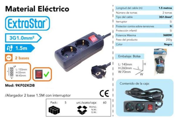 Extrastar 9Kf02Kdb Alargador 2 Base 1.5Mts
