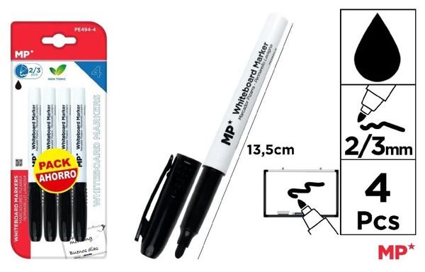 Mp Pe494-4 Marcador De Pizarra 4U Negro