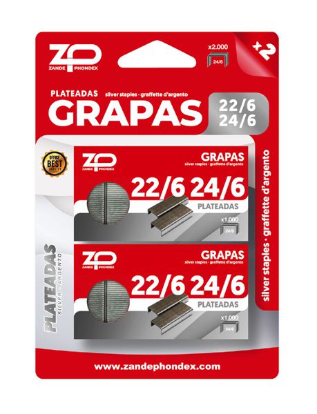 Zp 040630 Blister Grapas Plateadas N22/6