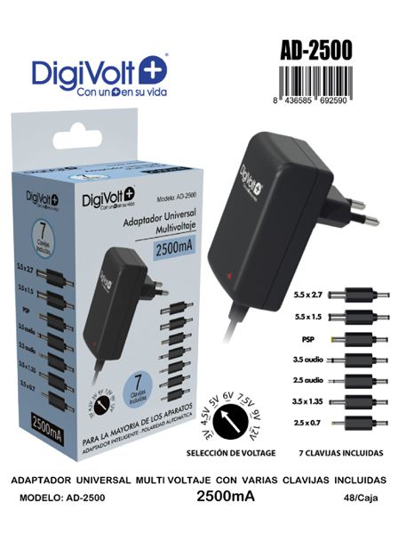 Digivolt Ad-2500 Adaptador Universal Multi Voltaje 2500Mah