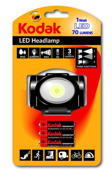 Linterna 30413863 Kodak LED De Cabeza 150 Lumenes 3W Blister