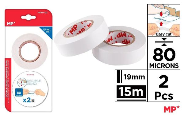 MP PA511-02 CINTA ADHESIVA DOBLE CARA 80 MICRAS 19 m