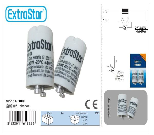 Extrastar As1010 Cebador 4-80W Blister 2Und