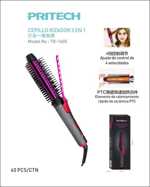 Pritech TB-1605 Cepillo De Rizador 3 En 1