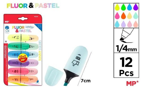 Mp Pe533 Marcador Fluorenncete Y Pastel Mini 12 Uds
