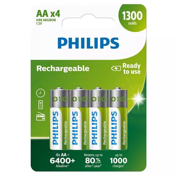 Philips R6B4A130 Pack De 4 Pila Aa Recargable