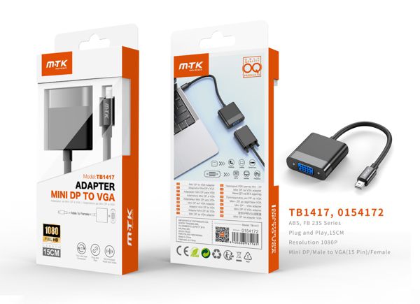 Mtk 0154172 Tb1417 Adaptador Mini Dp A Vga 15 Pin