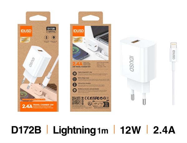 Idusd D172B Eco Charger 2.4A + Ligthting 1M