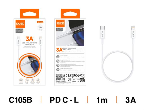 Idusd C105B Cable Type-C A Lightning 1M 3A