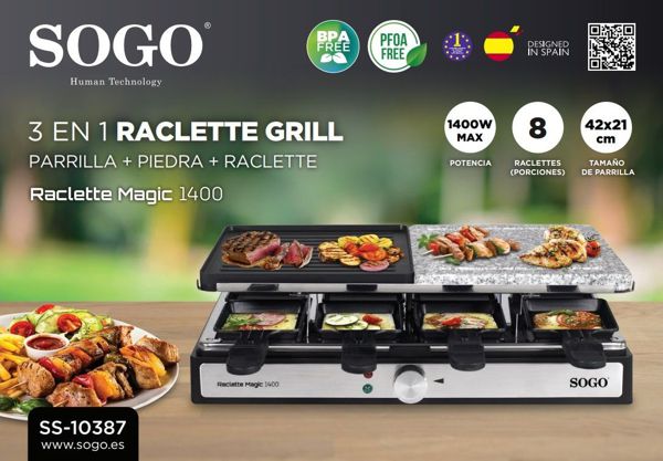 Sogo Ss-10387 Parrilla Raclette Para 8 Personas