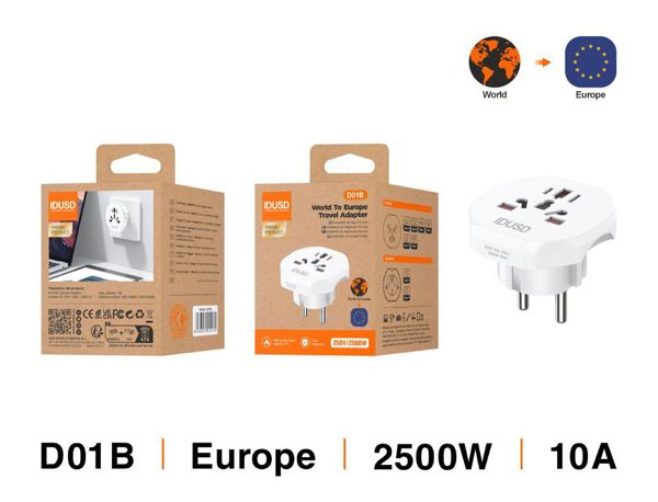 Idusd D01B Travel Adaptador Wolrd To Europ