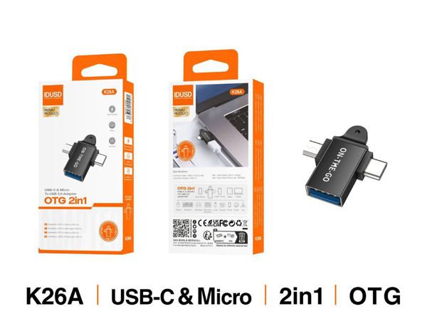 Idusd K26A Adaptador Otg USB-C Y Micro A USB 3.0