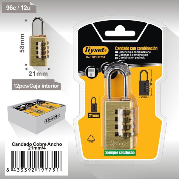 Liyset Candado Con Combinacion 21Mm/4