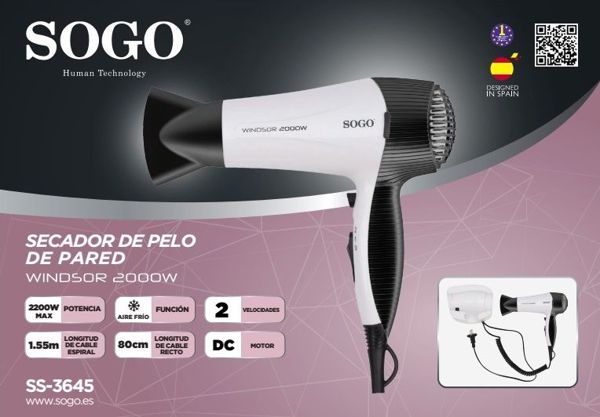 Sogo Ss-3645 Secador De Pelo De Pared
