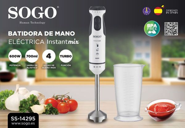 Sogo Bat-Ss-14295 Batidora Mano Con Vaso 600W
