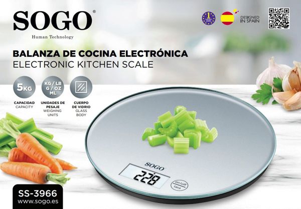 Sogo Ss-3966 Balanza De Cocina Redondo