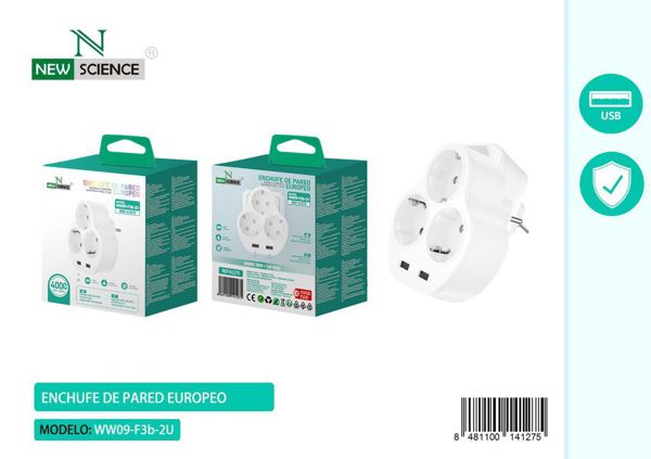 New Science Ww09-F3B-2U Enchufa De Pared