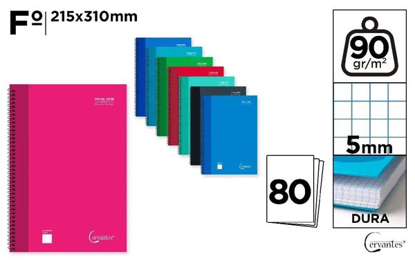 MP PB027 CUADERNO ESPIRAL Fo 80 HOJAS 90 g/m2 5X5