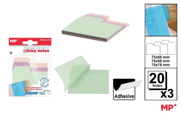 Mp Pn350-03 Notas Adh. Transparentes 75X60Mm 20Hx3