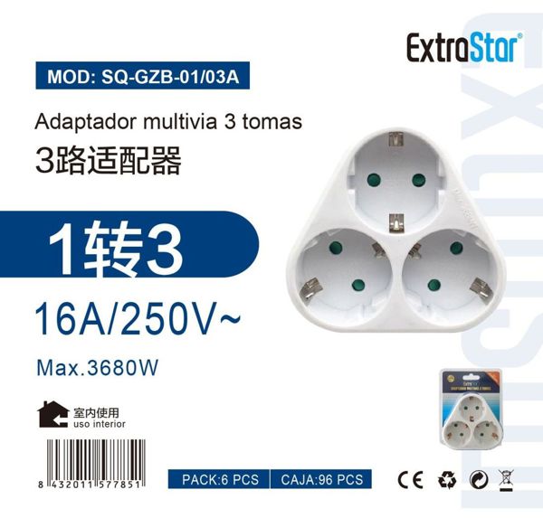 Extrastar 6Sqgzb0103A Adaptador 3*16A Max 3680W