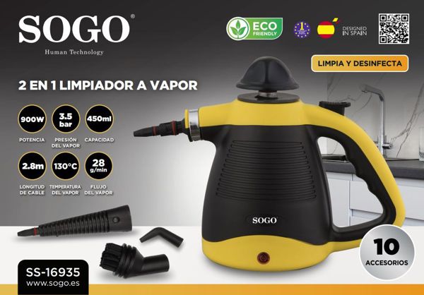 Sogo Ss-16935 Limpiador A Vapor 2 En 1