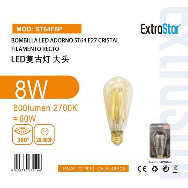 Extrastar Ast64F8P Bombilla LED Adorno St64
