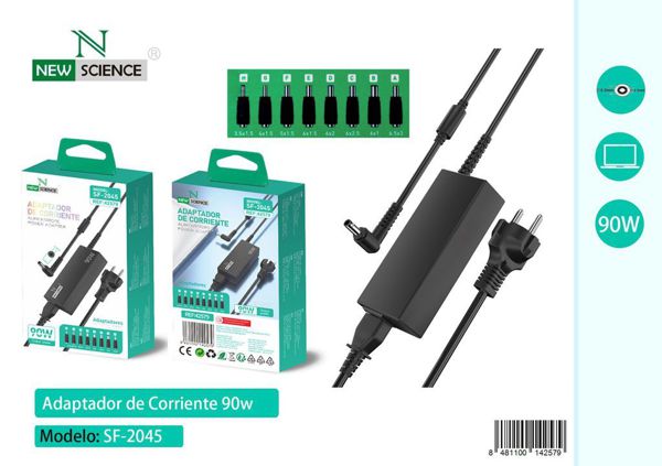 New Science Sf-2045 Catgador Para Portatil Universal Con Multiples Conectores 90W