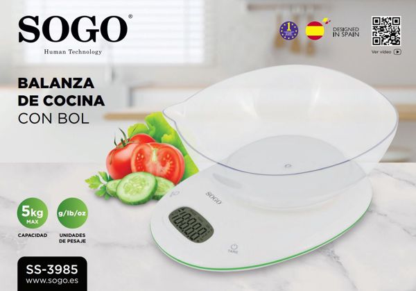 Sogo Ss-3985 Bascula De Cocina Digital Bol