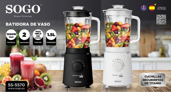 Sogo Ss-5570 Ss-5575 Batidora Vaso Cristal Con Funcion Plus