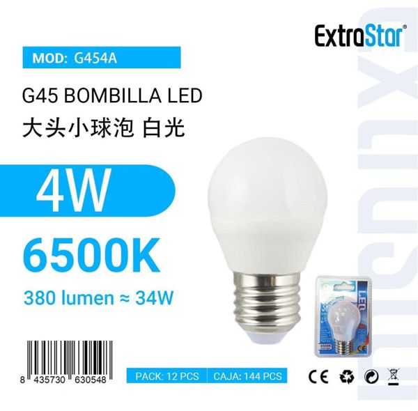 Extrastar Ag454A Bombilla Bola LED 4W