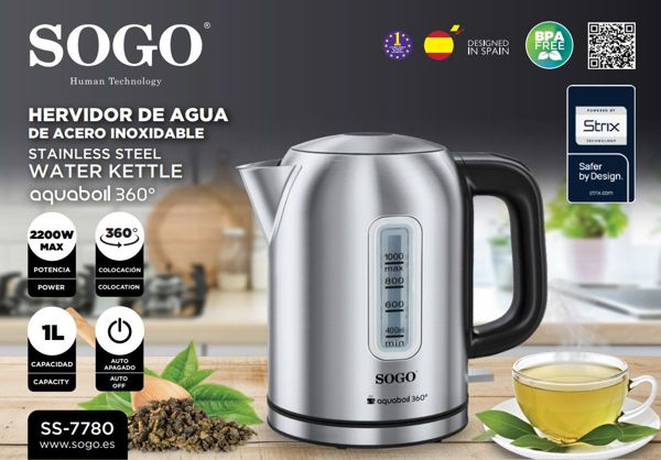 Sogo Ss-7780 Hervidor Electrico Inalambrico De Acero