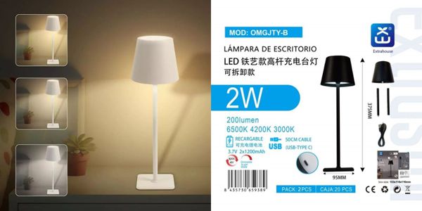 Extrastar Lampara De Escritorio Metalico Max 200Lm Luz Regulable