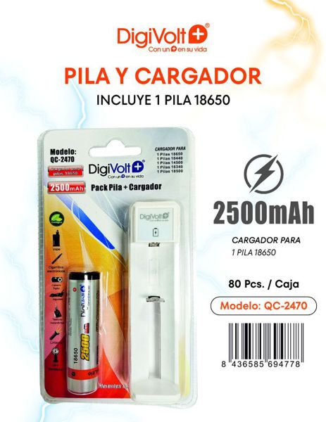 Digivolt Qc-2470 Cargador Con 1 Pila 18650 2500Mah