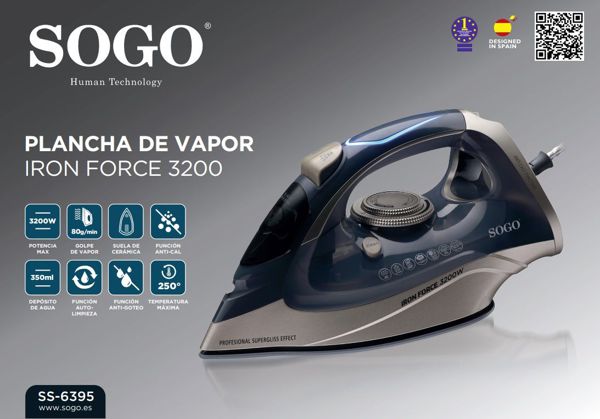 Sogo-6395 Plancha De Vapor Con Suelo Ceramica