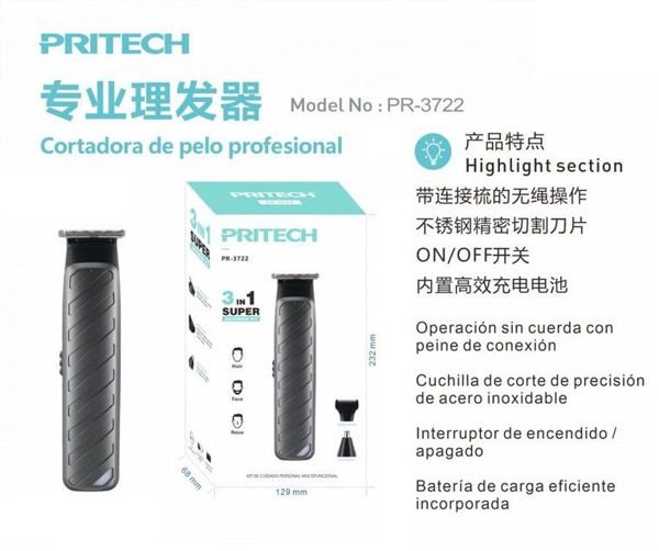 Pritech Pr-3722 Cortapelos Multifuncional