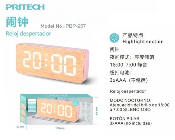 Pritech Pbp-957 Reloj Despertador