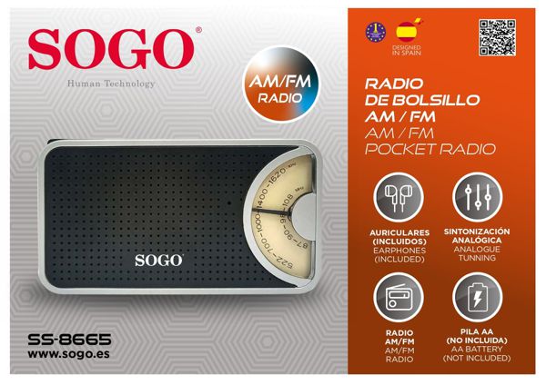 Sogo Ss-8665 Radio De Bolsillo Am/Fm Utrafino