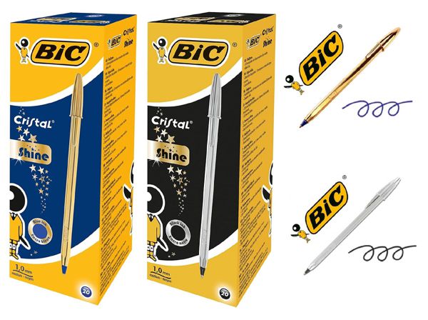 Bic Cristal Shine Celebrate Tinta Azul/Negro