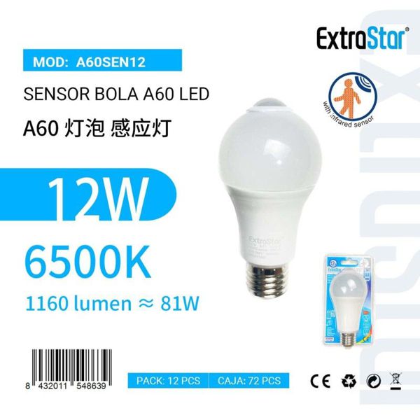 Extrastar A60Sen12 Sensor LED Con Luz Infrarrojo