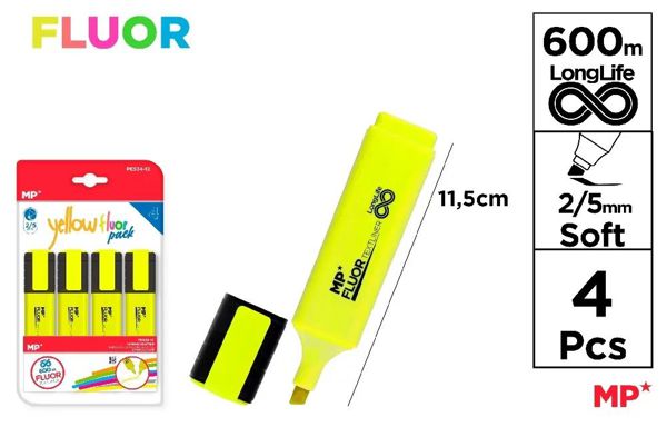 Mp Pe534-12 Marcador Yellow Fluor Pack 4 Uds