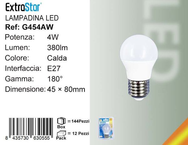 Extrastar Ag454Aw Bombilla Bola LED 4W