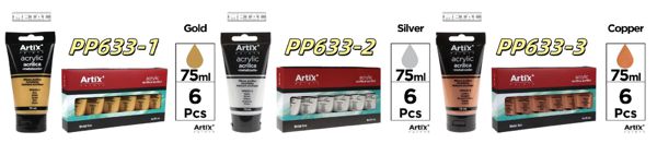 PINTURA ACRíLICA TUBO 75 ml COBRE METALI PP633-1 PP633-2 PP633-3