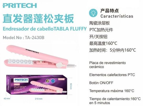 Pritech Ta-2430B Plancha De Pelo