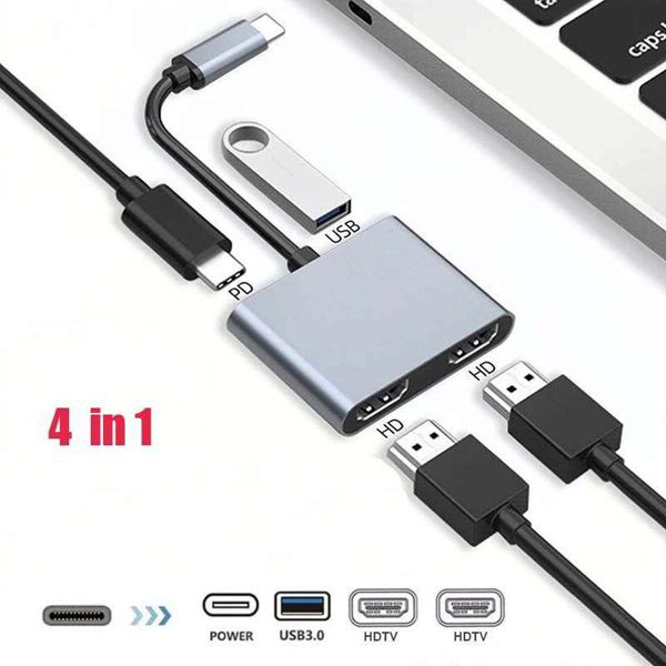 Fgns Tcv019 Adaptador USB C A Dual HDMI, USB C Hub 4 In 1