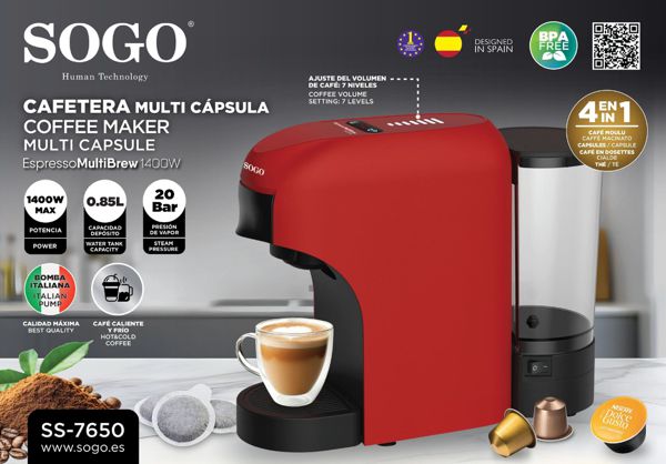 Sogo Caf-Ss-7650 Ss-7655 Cafetera Expreso 4En1