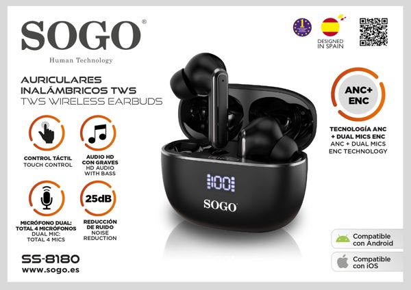 Sogo Aur-Ss-8180 Auriculares Inalambricos Tws Wireless Earbuds