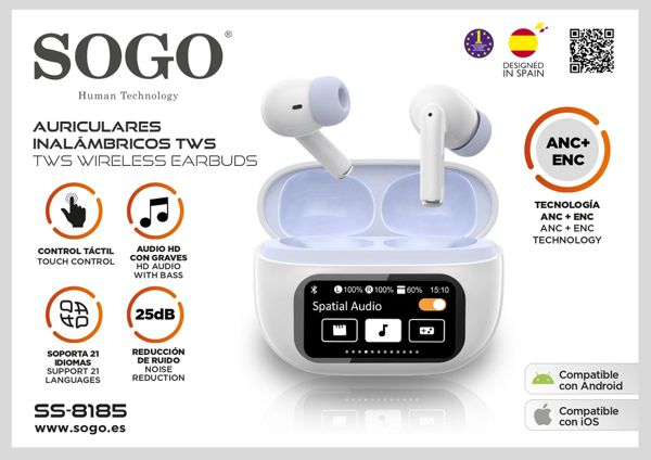 Sogo Aur-Ss-8185 Auricular Inalambricos Tws Con Pantalla Lcd