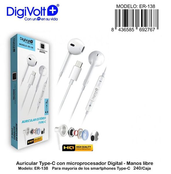 Digivolt Er-138 Auricular Type-C Con Microfono