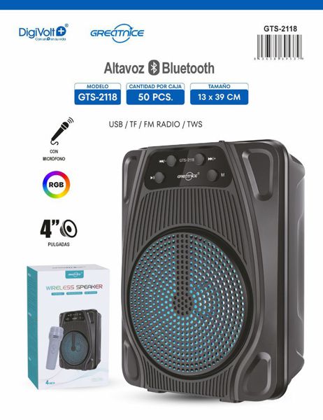Dgv Gts-2118 Altavoz Greatnice 4 Microfono Luz RGB