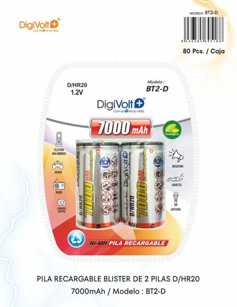 Dgv Bt2-D Blister De 2 Pilas D 7000Mah